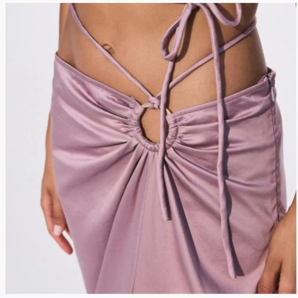 Cult Gaia Adriel Ruched Sleeves Crop Top + Nell Skirt Set Elderberry Sz S - Picture 4 of 9